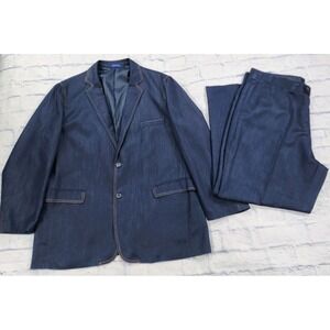 Blu Martini Suit MEN Blazer 48R  Pants 42X30 Dark Wash Denim Look 2 Piece